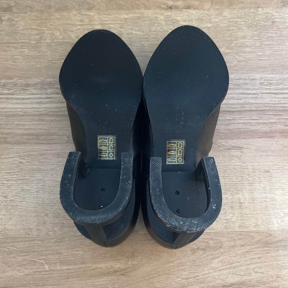 Jeffrey Campbell Black Leather Architectural Block Heel Loafers Size 6.5 - Picture 8 of 8